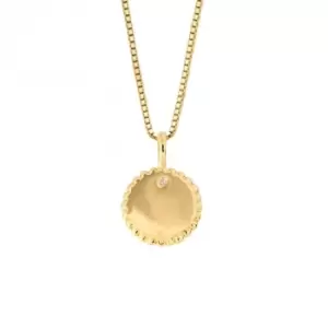 Image of Round Stippled Edge Tag Gold Plated Silver Diamond Pendant P5210
