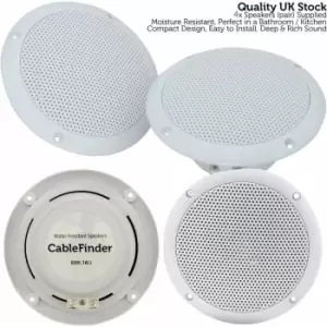 Image of Loops - 4x Moisture Resistant Ceiling Speakers 80W 16Ohm 5' Kitchen Bathroom 2 Way Loud