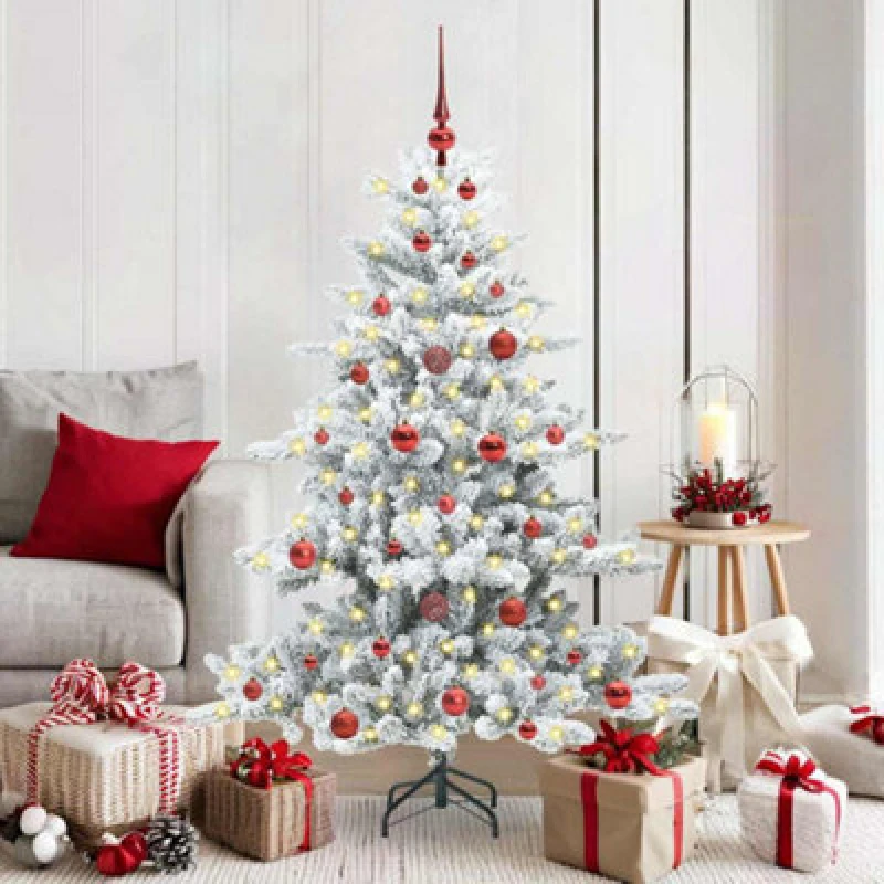 Image of Vidaxl Artificial Hinged Christmas Tree White 150 Cm Pvc And Steel