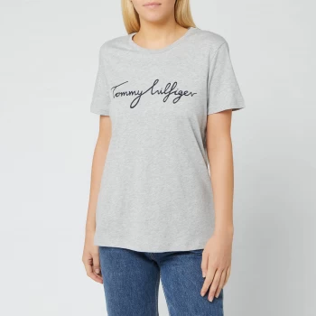 Image of Tommy Hilfiger Womens Heritage Crewneck Graphic T-Shirt - Light Grey Heather - S