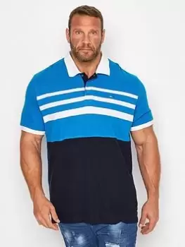 Image of BadRhino Cut & Sew Chest Stripe Polo - Multi, Blue, Size XL, Men