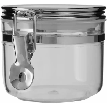 Image of Premier Housewares - Clear Sugar Canister Stainless Steel Airtight Jar Round Lid With Lock Mechanism / Small Round Kitchen Storage Jars Canister For