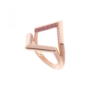 Image of Ladies Karen Millen PVD rose plating Angle Crystal Ring Large