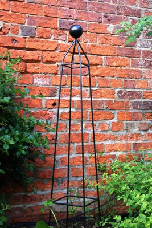 Image of Poppy Forge Cleo 6ft Obelisk - Garden Plant Support - Solid Steel - L32 X W32 X H182.9cm - Black - Finial Is An Additional Extra