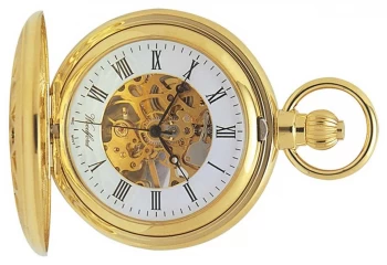 Image of Woodford Hunter Skeleton Gold Plated Cut Out Pocket Watch