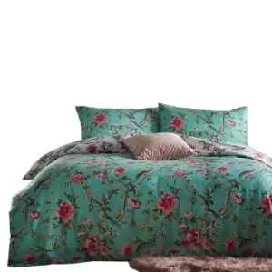 Image of Furn Chinoiserie Vintage Duvet Cover Set (Single) (Bright Jade)