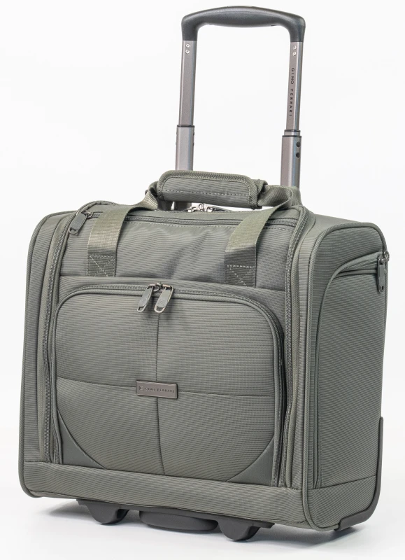 Image of Gino Ferrari Omis Premium 17" Soft Shell Underseat Flight Bag Wheeled Cabin Luggage in Green Size: Mini Cabin Green Unisex Mini Cabin