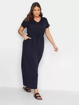Image of Yours Maxi Short Sleeve T Shirt Dress - Navy, Blue, Size 30-32, Women