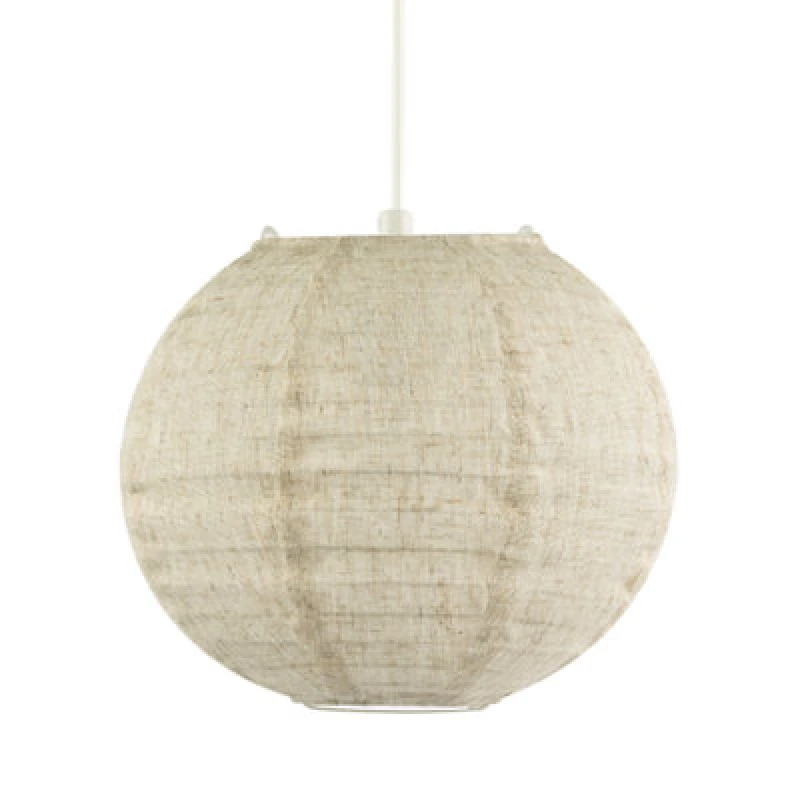 Image of Happy Homewares Chic Natural Linen Fabric Oatmeal Spherical Pendant Lighting Shade