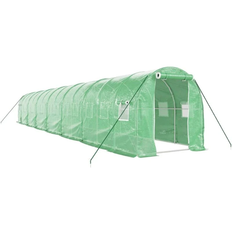 Image of vidaXL Greenhouse with Steel Frame Green 28 m 14x2x2 m, Green 3188022
