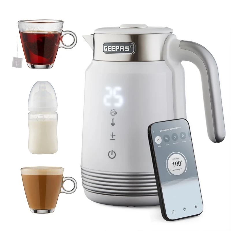 Image of Geepas 1.7L Smart Kettle Voice & App Controlled with Touch Screen in White White Unisex