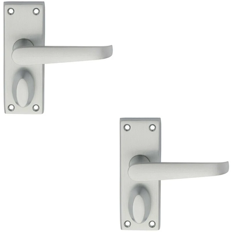 Image of Loops 2x PAIR Straight Handle on Short Privacy Backplate 118 x 42mm Satin Chrome Multi
