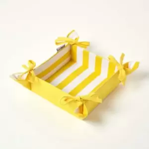 Image of Yellow Striped Reversible Bread Basket - Yellow - Yellow - Homescapes