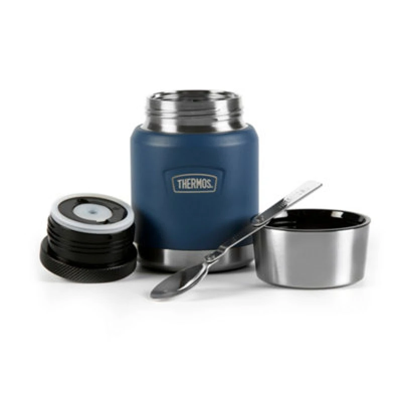 Image of Sharp Thermos Icon Series Stainless Steel Food Flask 470Ml With Spoon - Navy, Blue 5.0509E+12