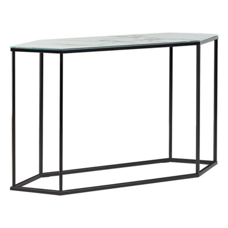 Image of Beliani Console Table Perrin Tempered Glass Marble/ Black