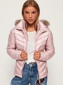 Image of Superdry Hooded Luxe Chevron Fuji, Rose, Size 10, Women