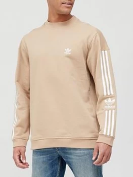 Image of adidas Originals Lock Up Crew Sweat Top - Beige, Brown, Size L, Men