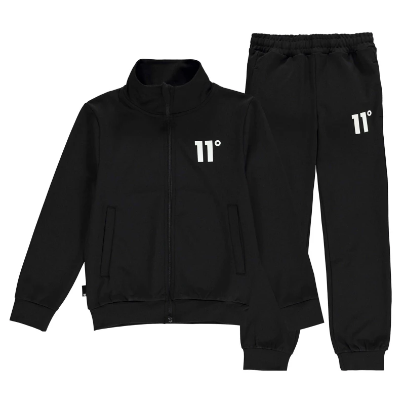Image of 11 Degrees Poly Zip Track Suit - Black 8 - 9 Years
