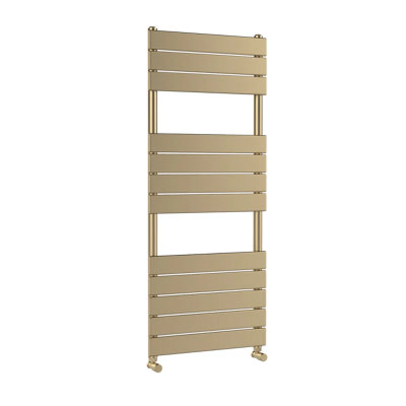 Image of Nuie Square Flat Towel Radiator 1213 X 500Mm Brushed Brass, Brown HL835