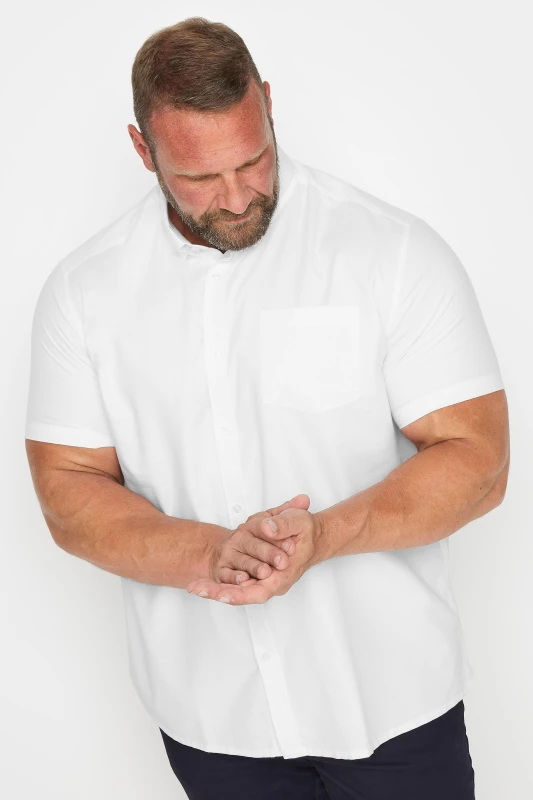 Image of BadRhino BadRhino Men Short Sleeve Oxford Cotton Shirt in White Size: X-Large White XL Male 5063111261697