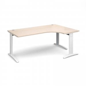 Image of TR10 Deluxe Right Hand Ergonomic Desk 1800mm - White Frame maple Top