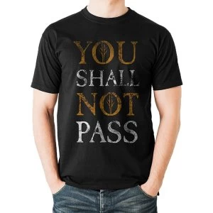 Image of Lord Of The Rings - You Shall Not Pass Text Mens Medium T-Shirt - Black