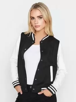 Image of PixieGirl Petite Varsity Bomber Jacket, Black, Size 8, Women