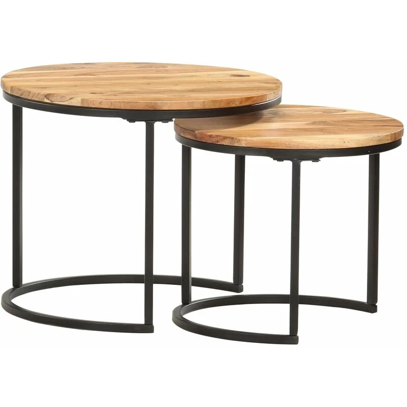Image of VIDAXL Nesting Tables 2 pcs Solid Acacia Wood vidaXL 8719883803173