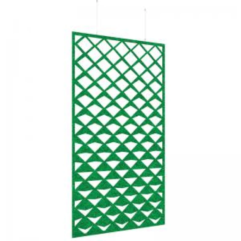 Image of Piano Chords Acoustic Patterned Hanging Screens In Dark Green H2400 x W1200mm with Hanging Wires And Hooks - Reflection