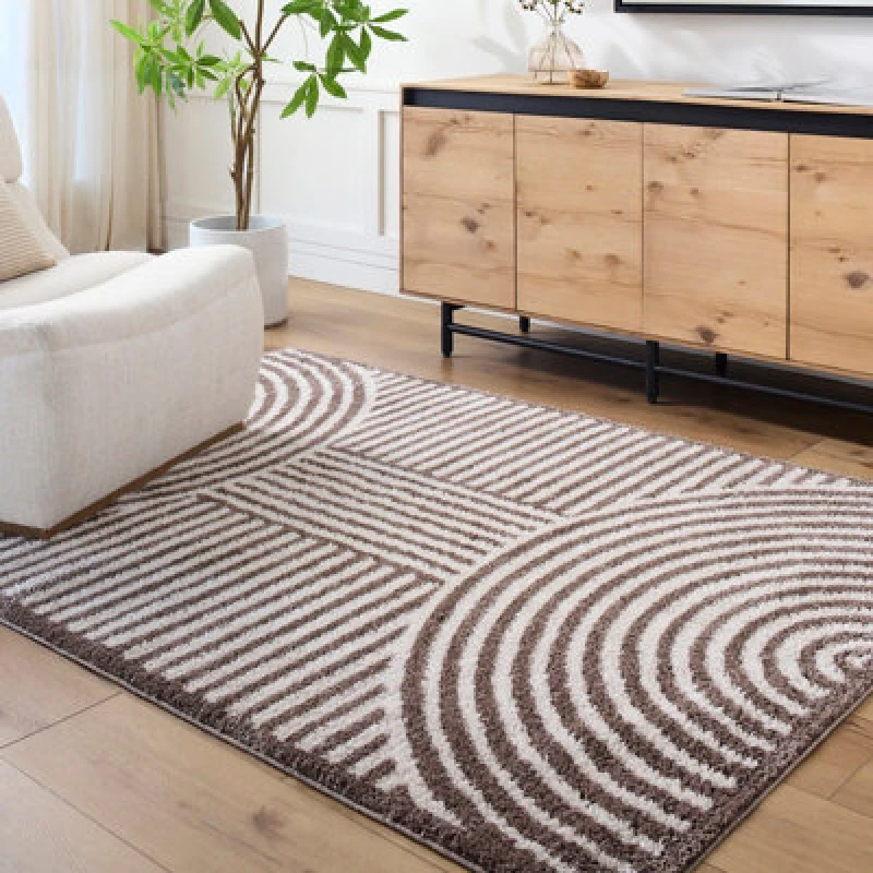 Image of Livabliss Machine Washable Modern Shaggy Dark Brown Pauline Area Rug 140 X 200 Cm - Easy Care, Non Shedding, Ideal For Living Room & Bedroom