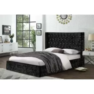 Image of Eniya Bed Super King Crush Velvet Black