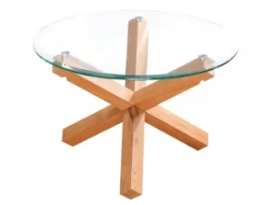 Image of LPD Oporto Glass and Oak Coffee Table Flat Packed