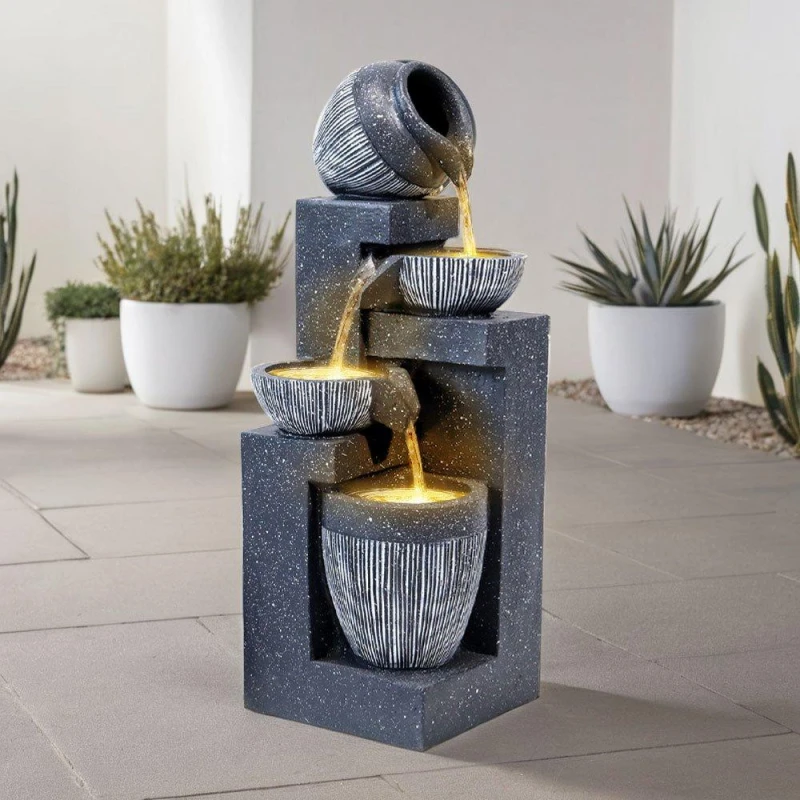 Image of Breeins Outdoor LED Water Fountain Rockery Decor Black unisex One size