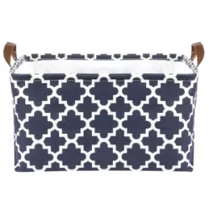 Image of Storage Basket with Drawstring Cover M&W - White/Blue