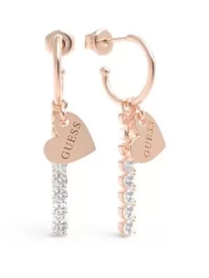 Image of Guess Guess Heart To Heart Ladies Drop Earrings, Rose Gold, Women