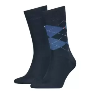 Image of Tommy Bodywear Hilfiger 2 Pack Check Socks Mens - Blue