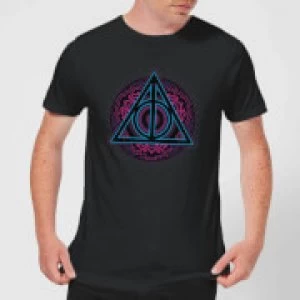 Image of Harry Potter Deathly Hallows Neon Mens T-Shirt - Black