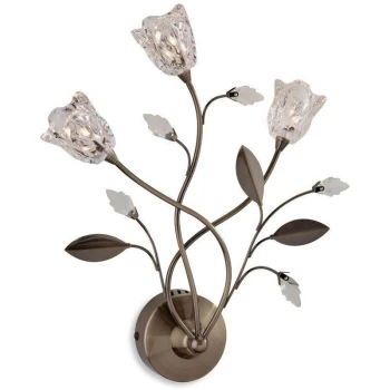 Image of Firstlight - Cindy - 3 Light Indoor Wall Light Antique Brass, Clear Glass, G4 Bulb