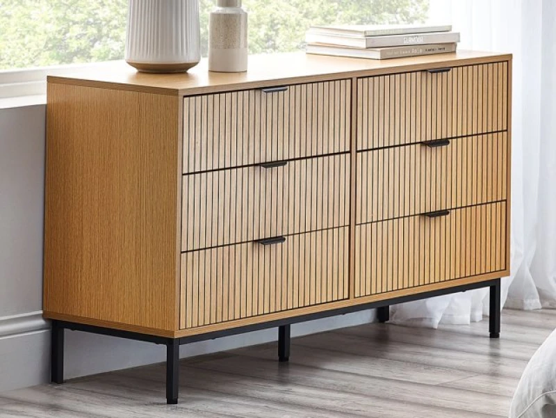Image of Julian Bowen Sia Oak 6 Drawer Chest of Drawers