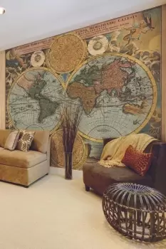 Image of Vintage Map Wall Mural