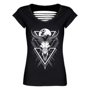 Image of Grindstore Womens/Ladies Lunar Skull T-Shirt (S) (Black/White)