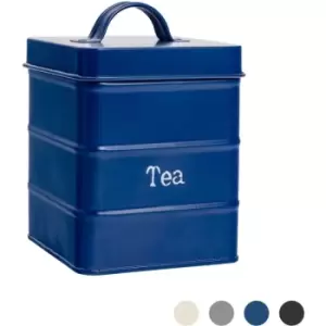 Image of Harbour Housewares - Vintage Metal Kitchen Tea Canister - Navy