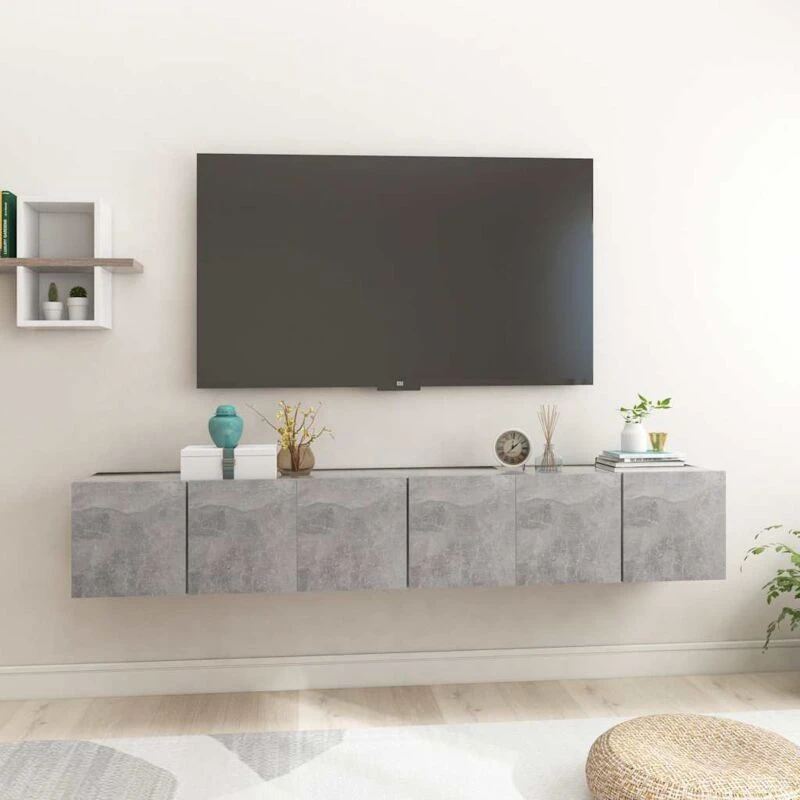 Image of VIDAXL Hanging TV Cabinets 3 pcs Concrete Grey 60x30x30cm vidaXL 8720286587645