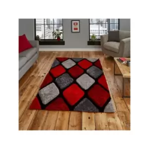 Image of Noble House NH9247 Shaggy Hand Tufted Rug, Grey/Red, 120 x 170 Cm - Think Rugs