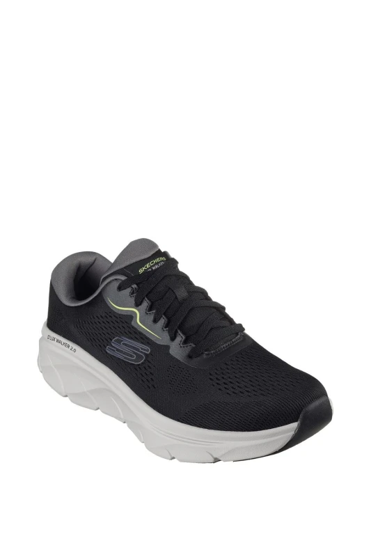 Image of Skechers Mens D'Lux Walker Memory Foam 2.0 Trainers UK Size 8 (EU 42) Black Lime SKE2300-BKLM-8
