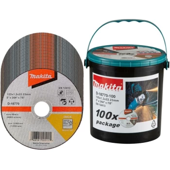 Image of Makita - 100x D-18770 Fast Cutting Extra Thin Metal Grinder Disc 125mm 1.2 22.23mm