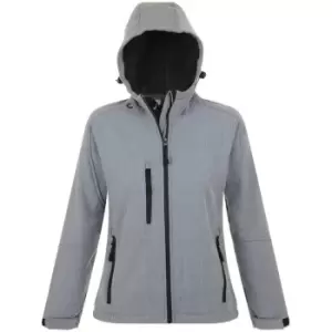 Image of SOLS Womens/Ladies Replay Hooded Soft Shell Jacket (Breathable, Windproof And Water Resistant) (XL) (Grey Marl)