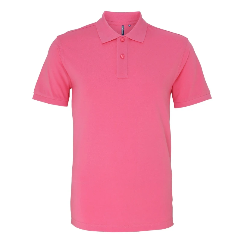 Image of Asquith & Fox Mens Plain Short Sleeve Polo Shirt in Pale Pink Size: Small Pale Pink Male S