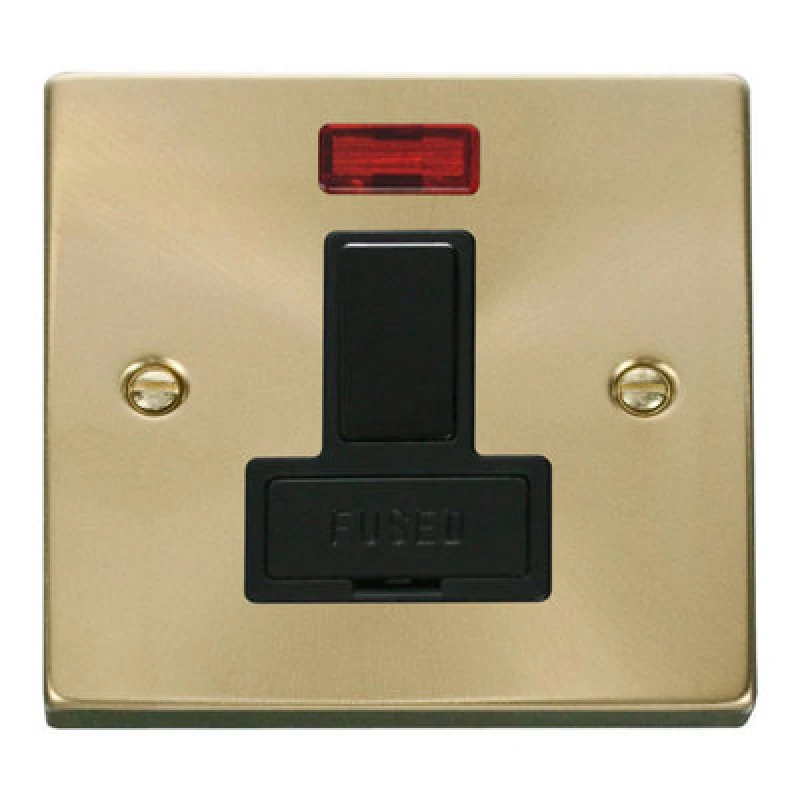 Image of SE Home Satin / Brushed Brass 13A Fused Connection Unit Switched With Neon Gold