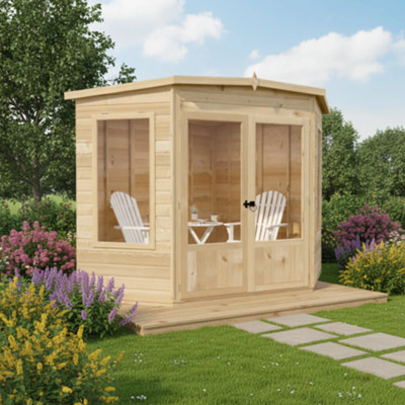 Image of Shire Premium Corner Summerhouse, Ramsey 7X7 With Double Doors And Opening Windows
